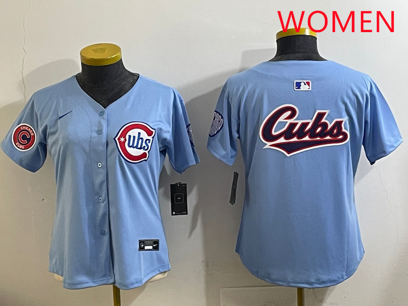 Women 2025 Chicago Cubs blank Blue Game Nike MLB Jersey style 4->women mlb jersey->Women Jersey